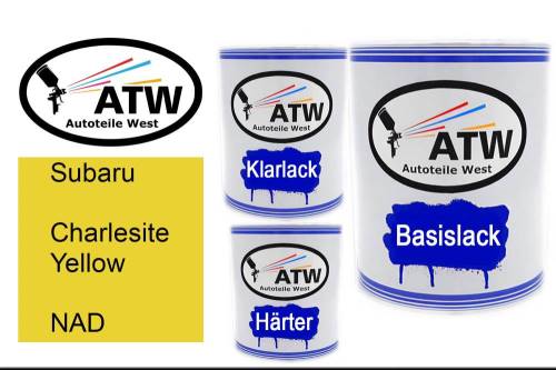 Subaru, Charlesite Yellow, NAD: 1L Lackdose + 1L Klarlack + 500ml Härter - Set, von ATW Autoteile West.
